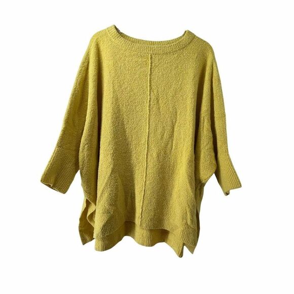 Lou & Grey Super Oversized Batwing Sleeve Cozy Terry Sweater Yellow Womens XS/S - Picture 1 of 6